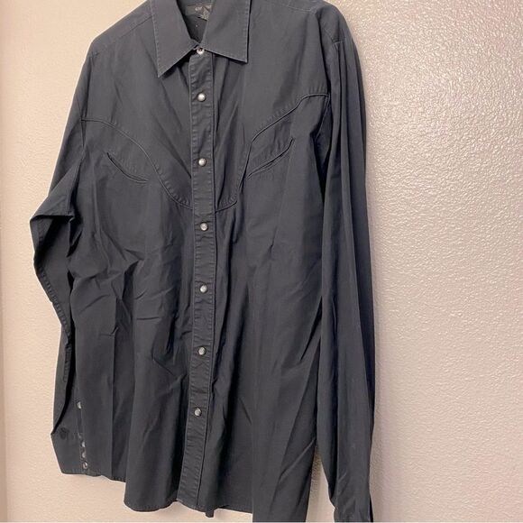 Express Pearl Snap Button Down Western Style Long Sleeve dress Shirt black L - Picture 1 of 8